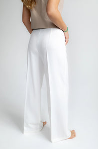 High waisted wide leg trousers white