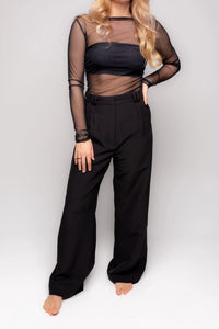 Black High-Waisted Wide-Leg Trousers