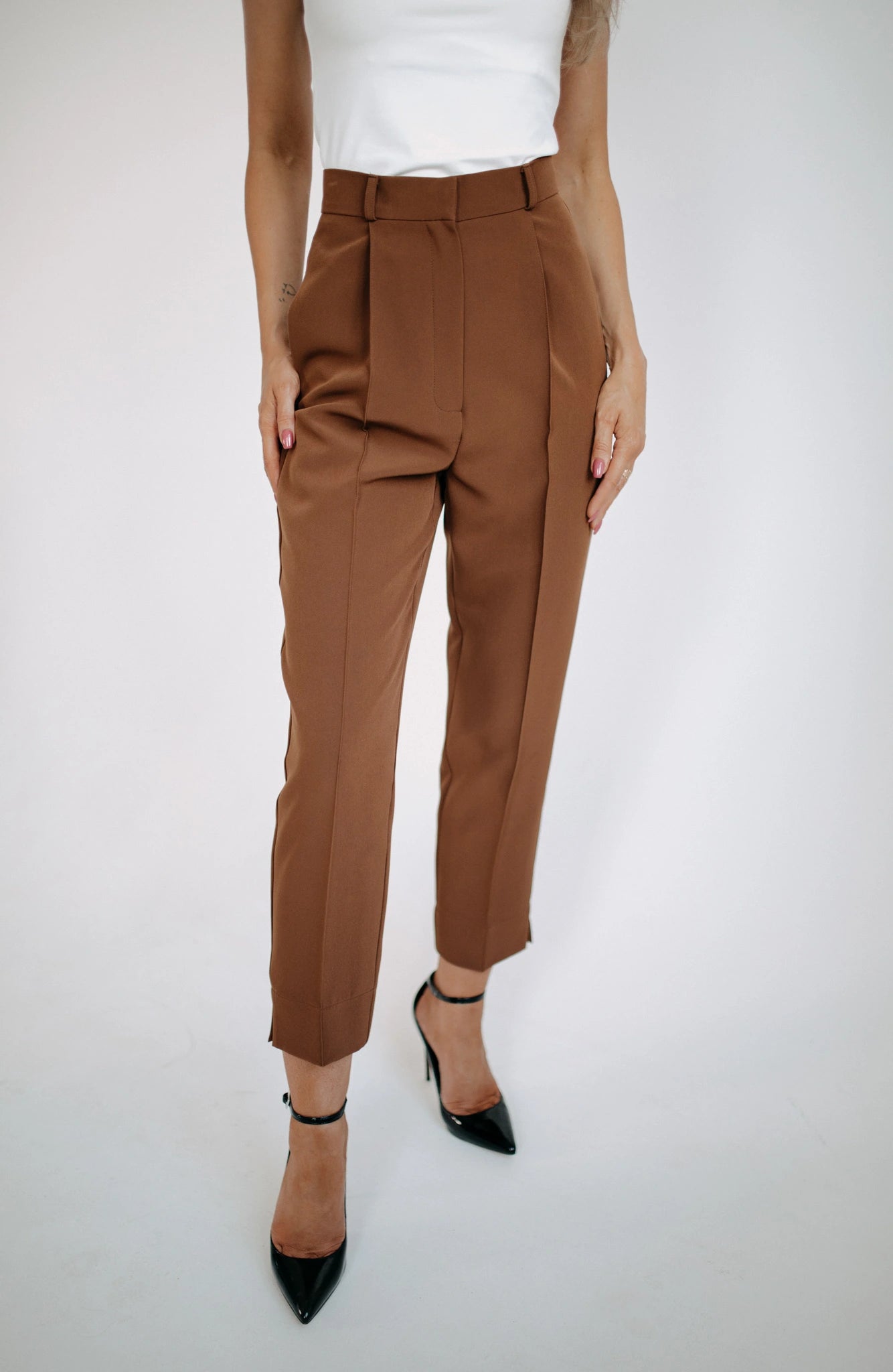 Brown high waisted trousers