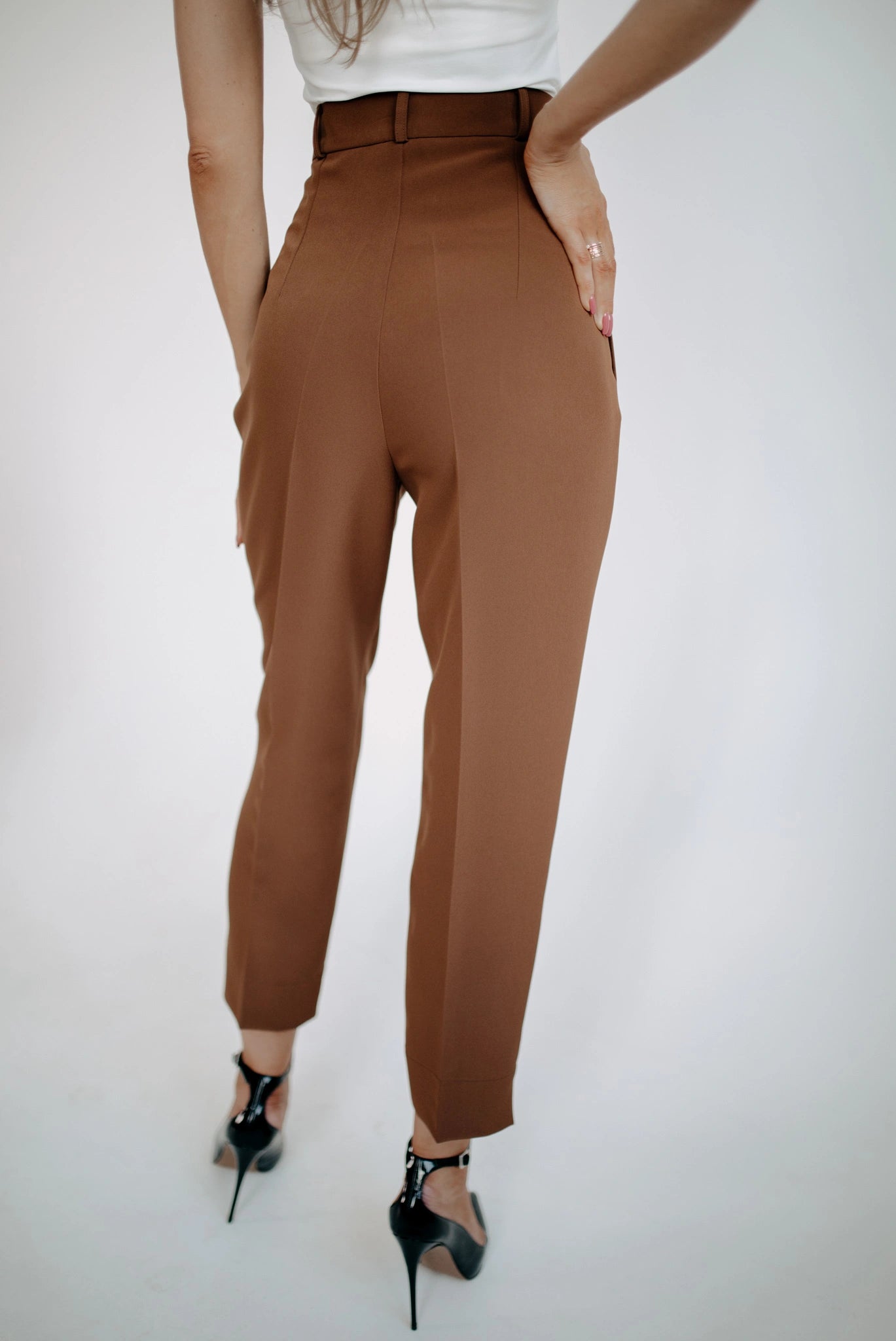 Brown high waisted trousers