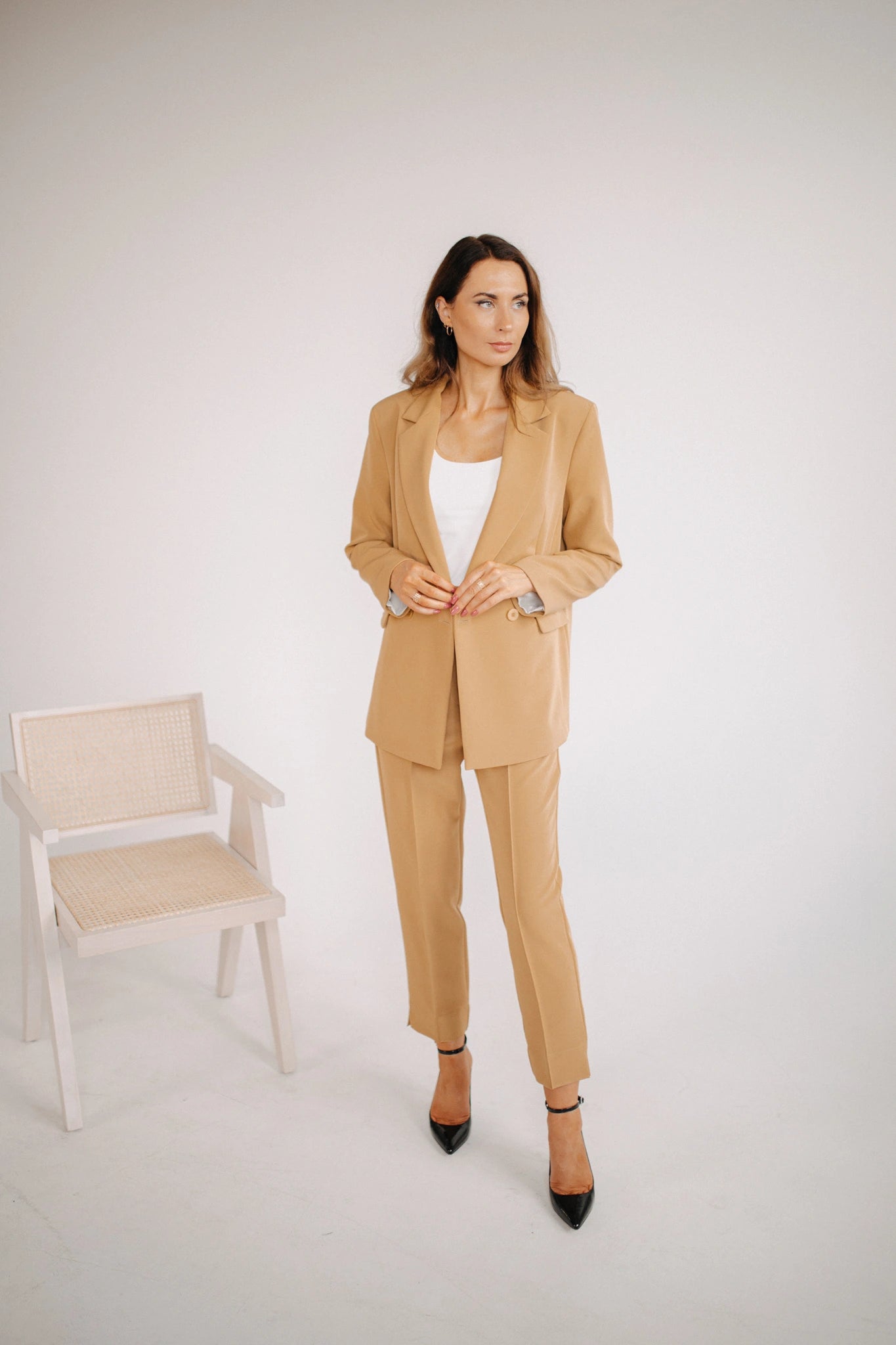 Camel high waisted trousers