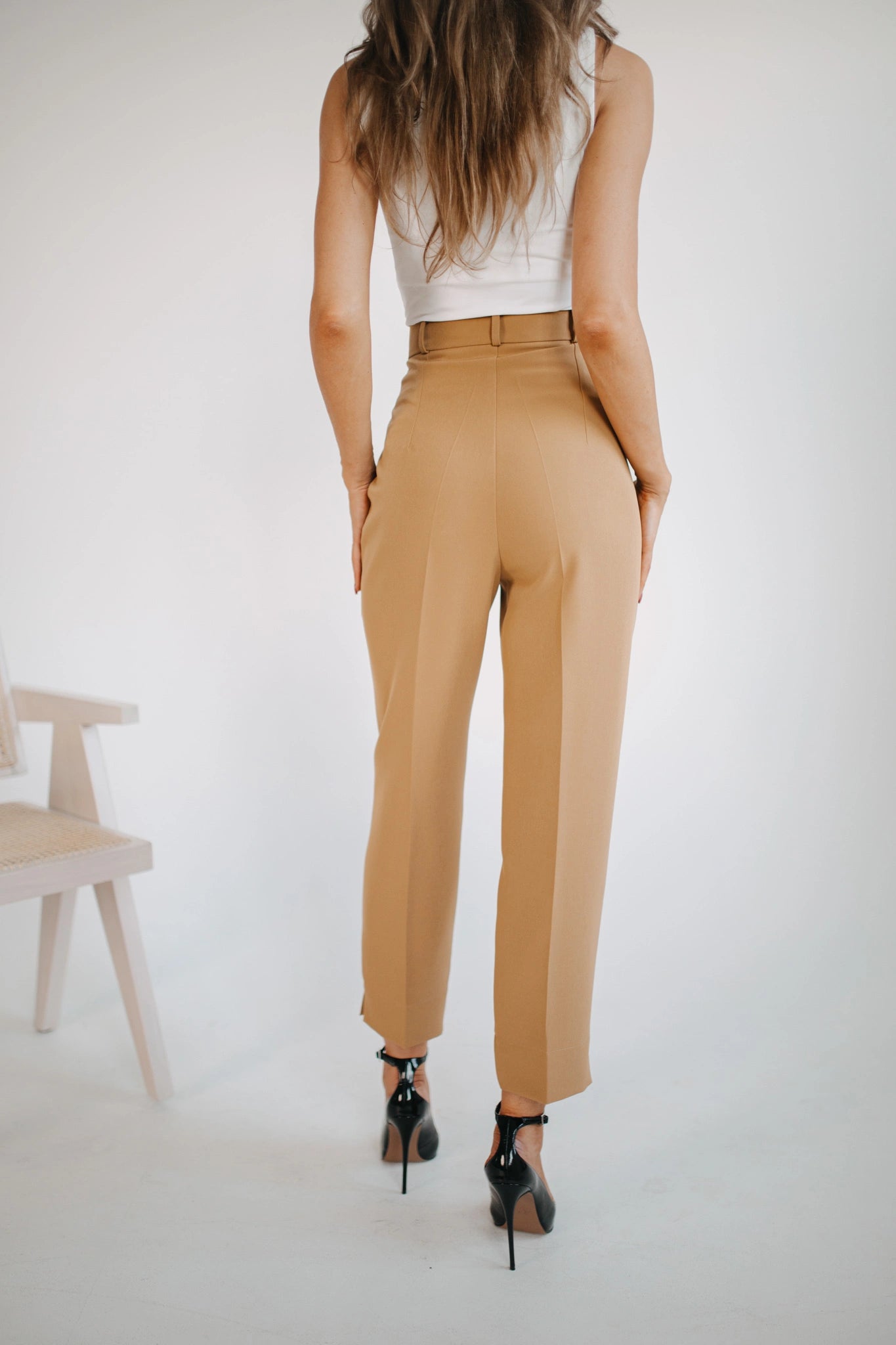 Camel high waisted trousers