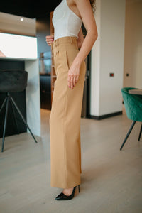 High waisted wide legged trousers Camel ETANNA.EU