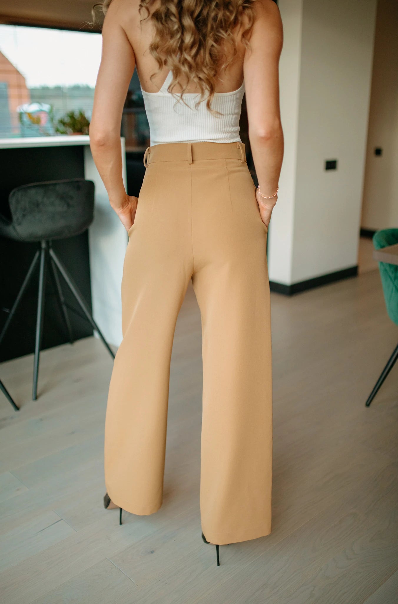 Camel wide leg trousers