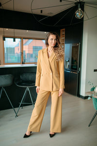 Camel wide leg trousers