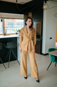 Camel wide leg trousers