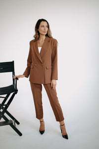 Dark brown blazer womens