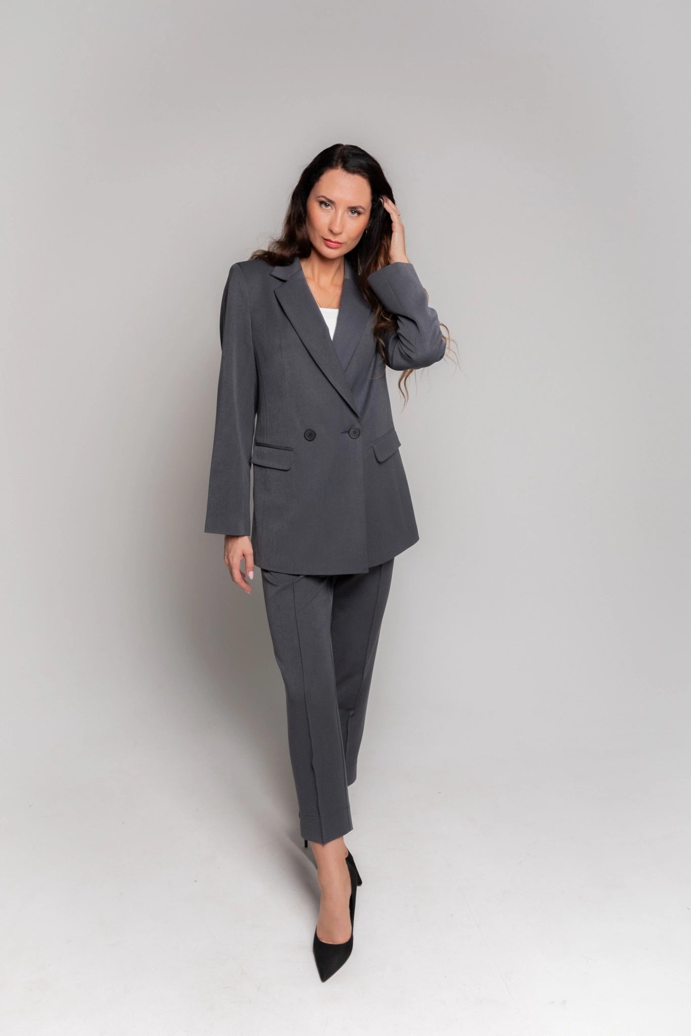 Dark gray blazer women's