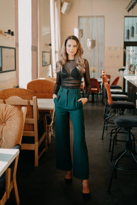 Dark green wide leg trousers