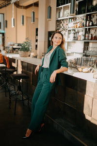 Dark green wide leg trousers