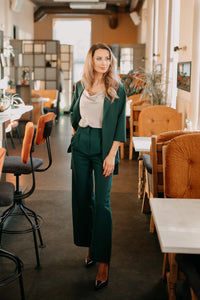 Dark green wide leg trousers