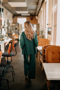 Dark green wide leg trousers