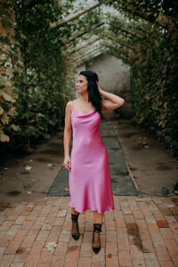 Hot pink silk dress