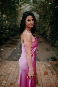 Hot pink silk dress