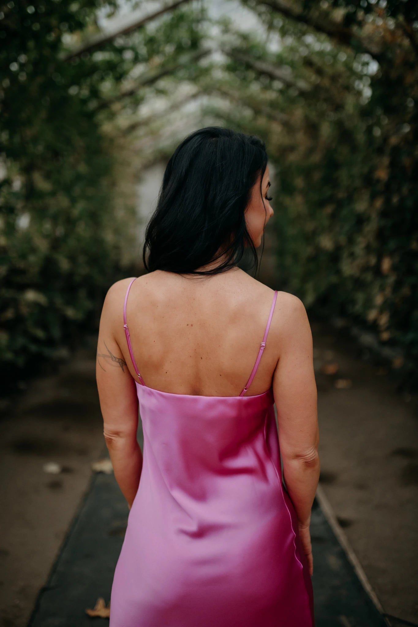 Hot pink silk dress