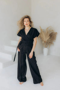 Ladies' black linen pants