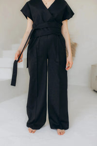 Ladies black linen pants