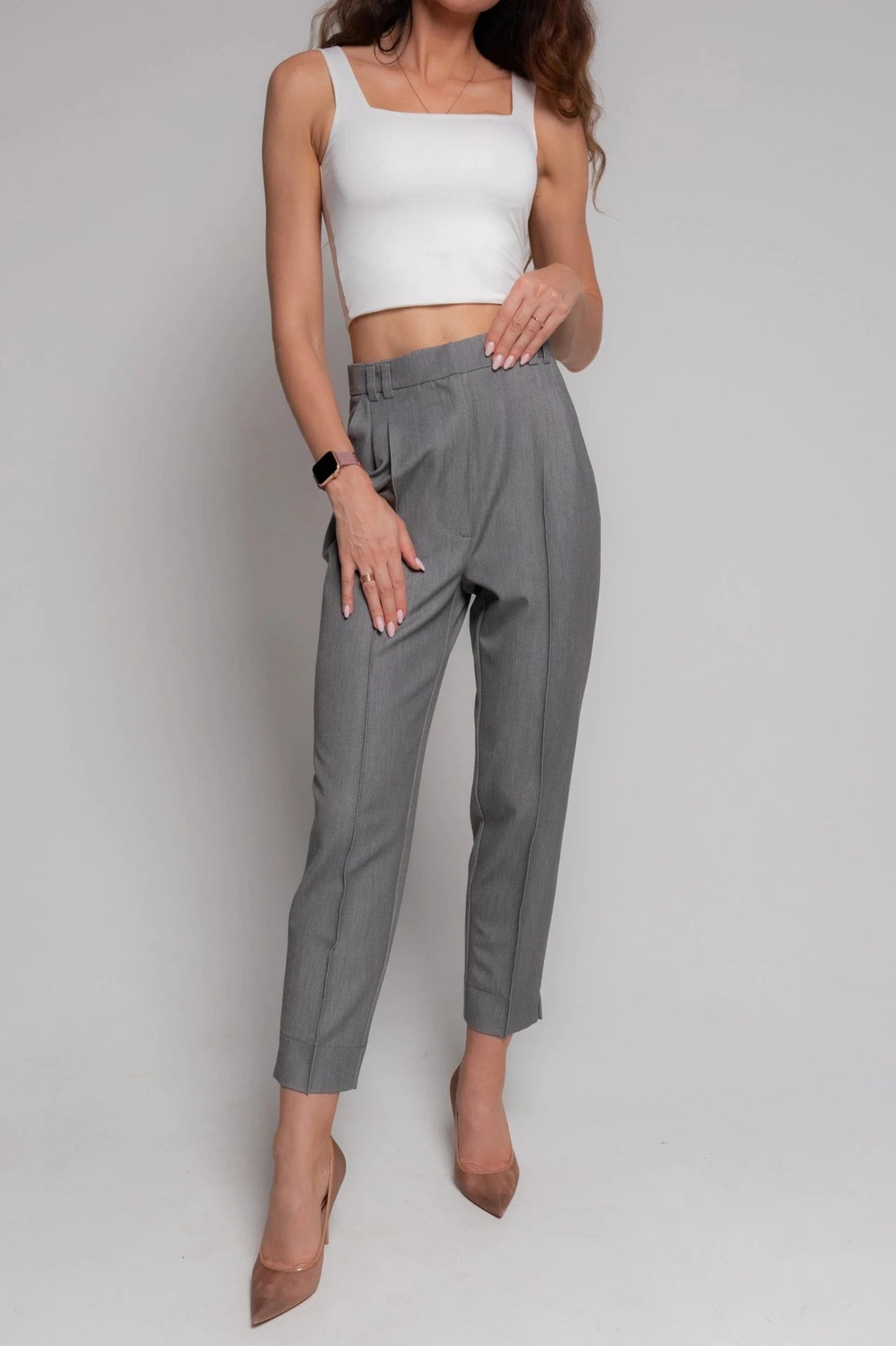 Ladies' grey formal trousers