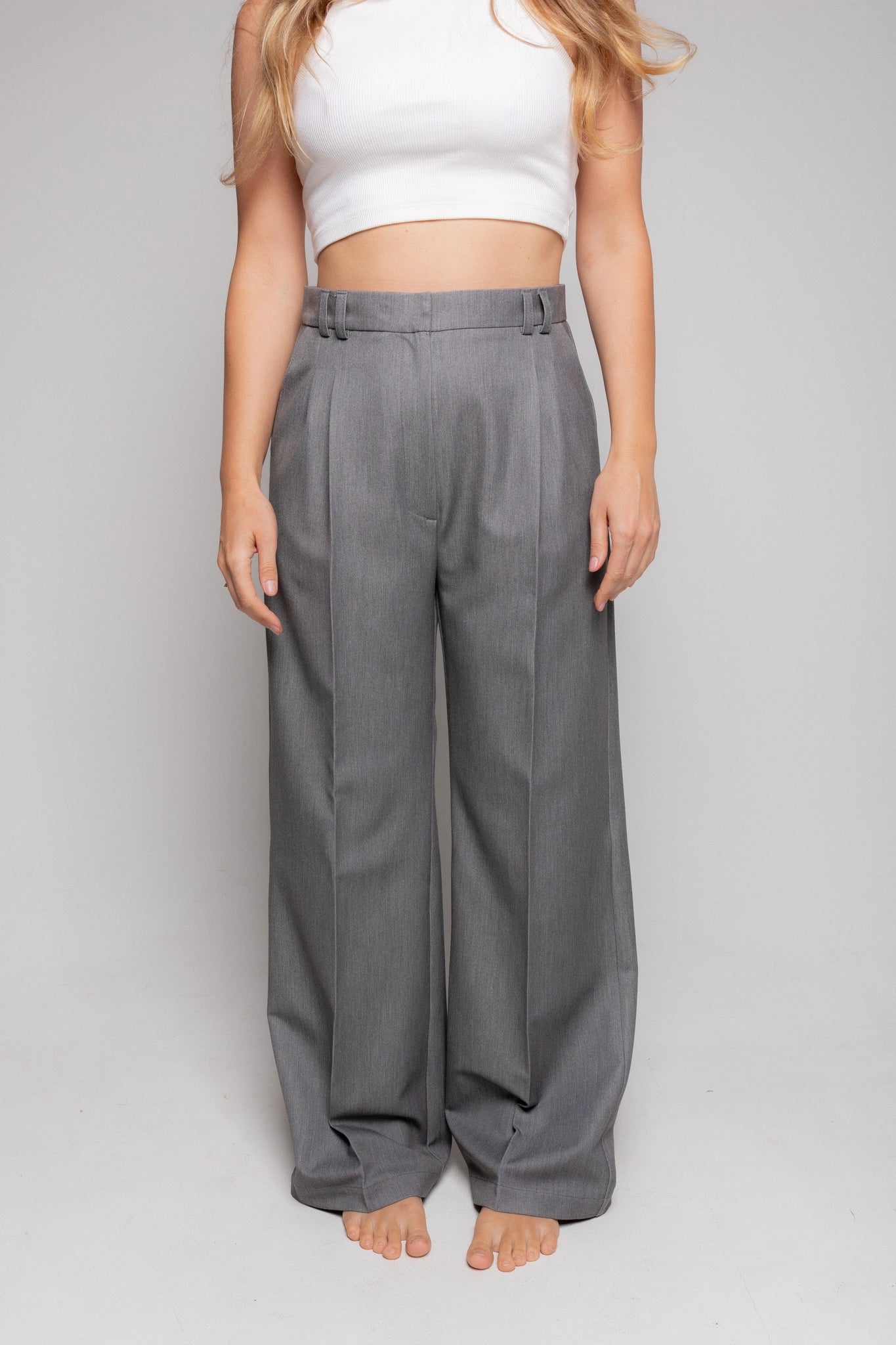 Ladies' grey wide-leg trousers