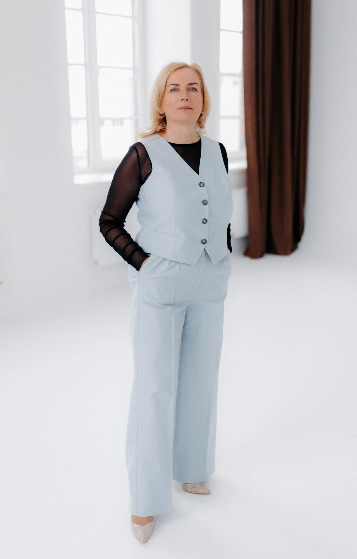 Light blue wide leg trousers