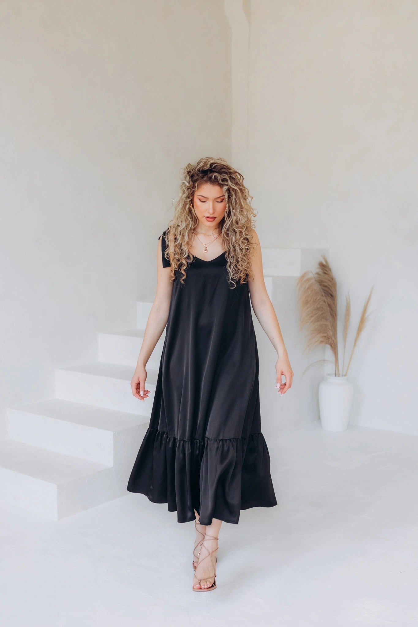 Long black midi sundress