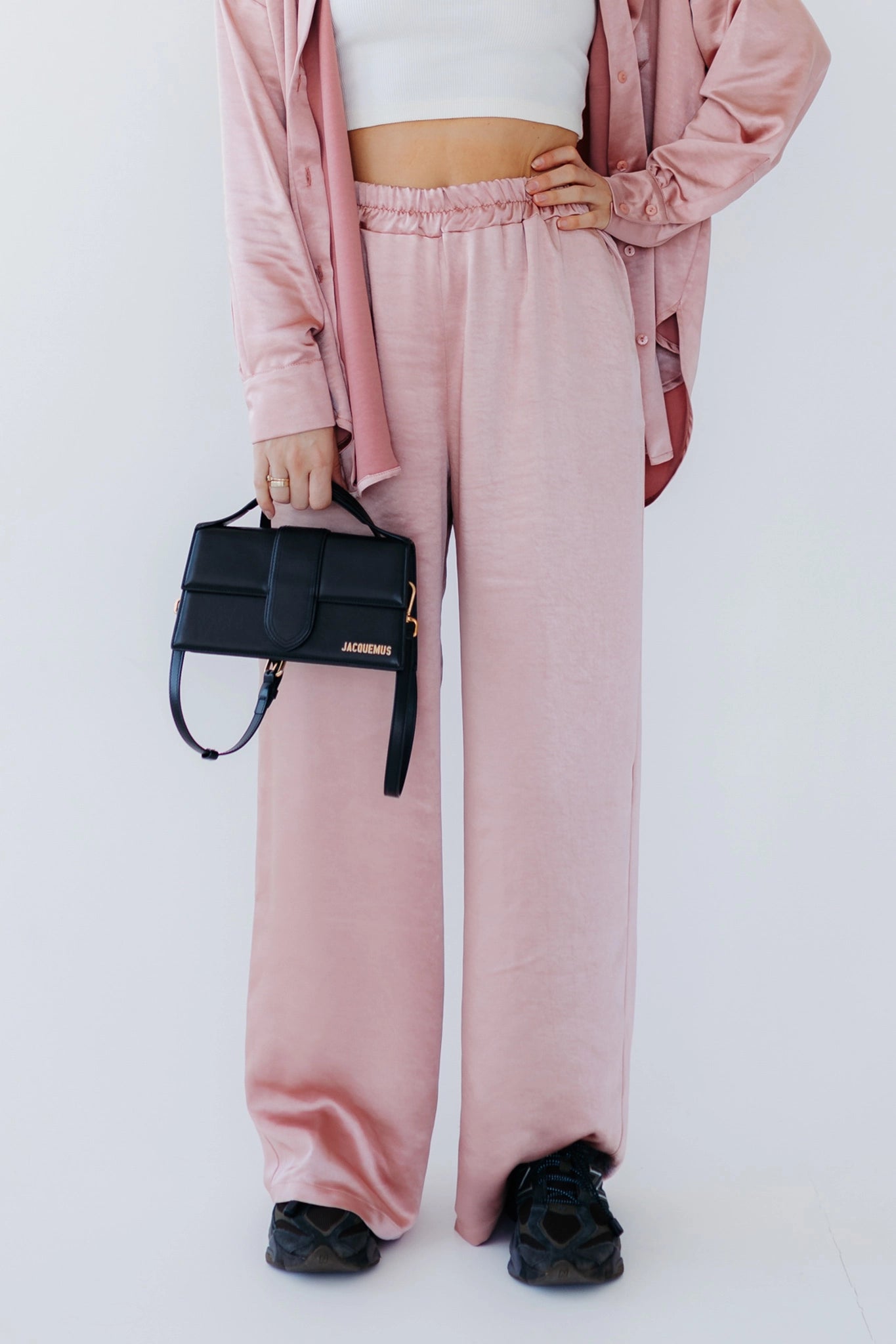 Pink silky trousers