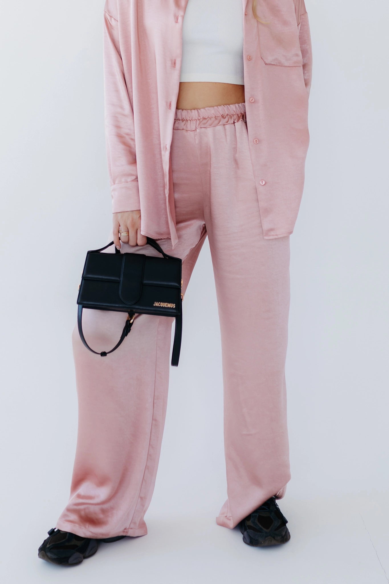 Pink silky trousers