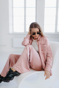 Pink silky trousers