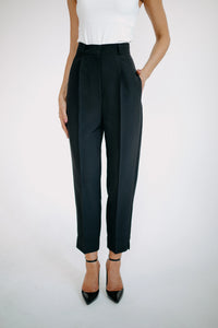 Pleated Trousers Black