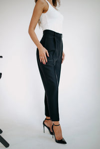 Pleated Trousers Black