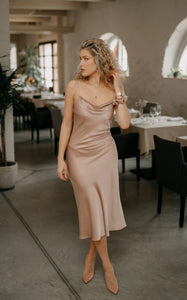 Silk slip dress pink