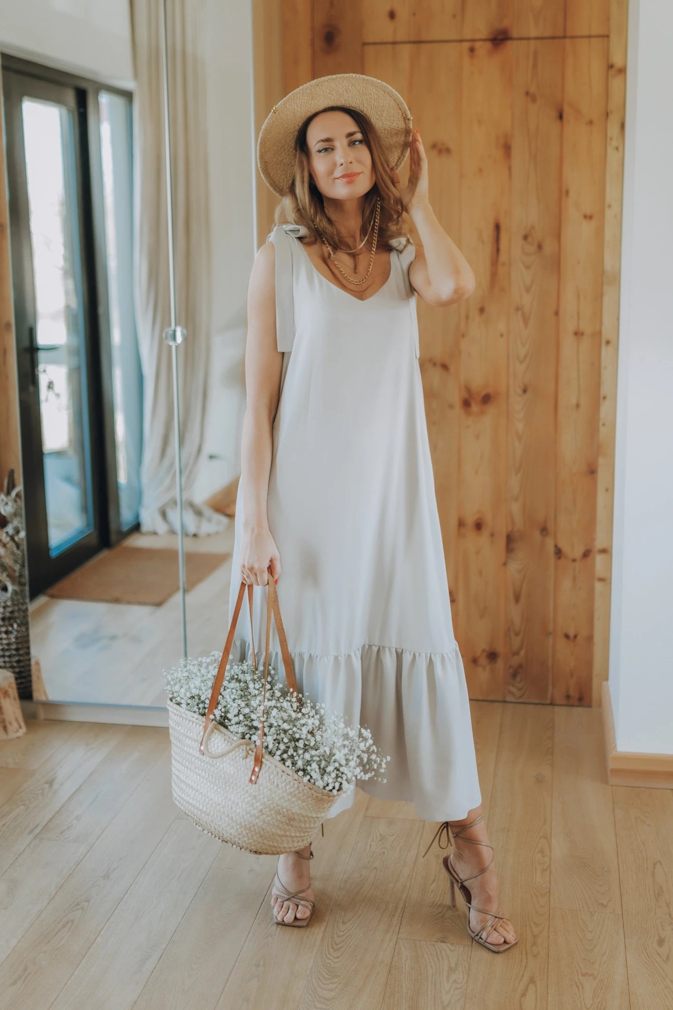 sundress midi beige