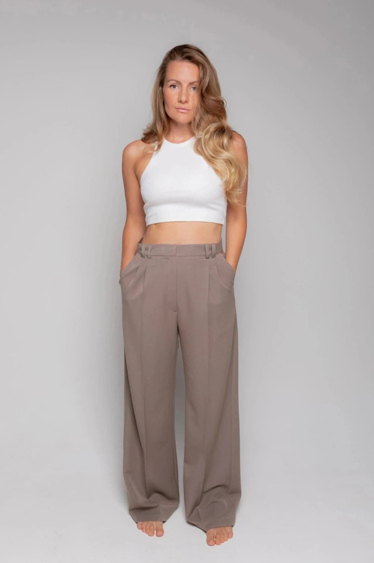 Taupe trousers for women